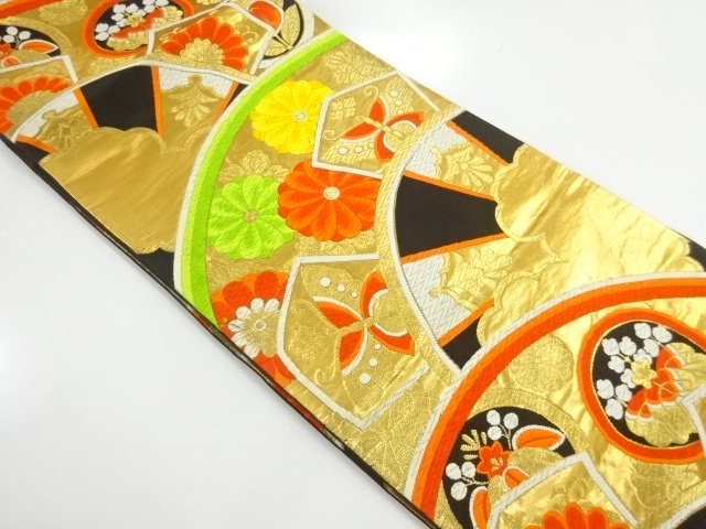 JAPANESE KIMONO / ANTIQUE FUKURO OBI / SILK / WOVEN FLOWER